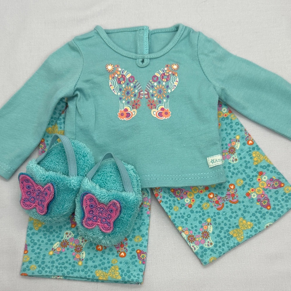 American Girl Teal Butterfly Garden PJ Outfit Set. Retired 2014